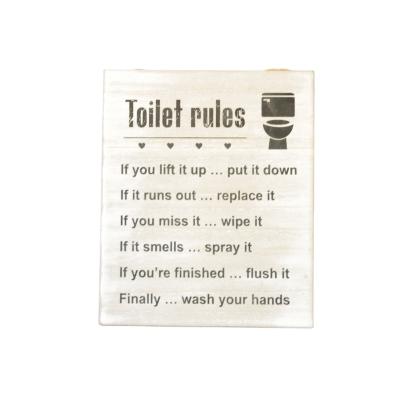 China Rustic Wooden Europe Toilet Rules Plank Design Wall Hanging Sign for Bathroom Door Decor for sale