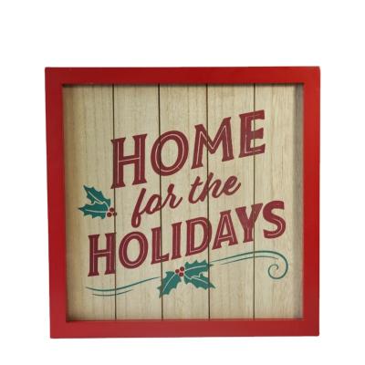 China Europe Home for the Holidays Rustic Plank Design Wooden Wall Hanging Sign for Living Room Home Decor for sale