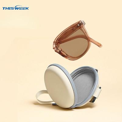 China Wholesale Round Foldable Sunglasses Woman Girls Candy Color Folding Sunglasses From China for sale