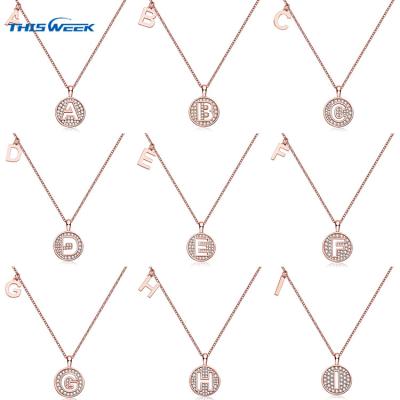 China Korea Style Geometric Rose Gold Plated Letter Pendant Necklace S925 Numeral Design Jewelry Necklaces Women Gift for sale