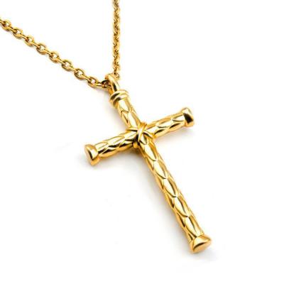 China Factory Price Retro Plating Cross Pendant Necklace Titanium Steel Gold / Silver Mens Punk Necklace for sale