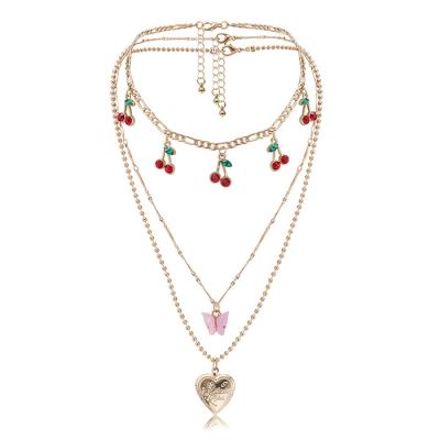 China Geometric design FASHIONABLE multi-layer necklace butterfly creative mix small and match peach open jinx necklace for sale