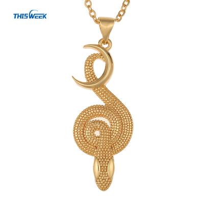 China FASHIONABLE new design copper plated gold real cobra moon personality snake pendant necklace for sale