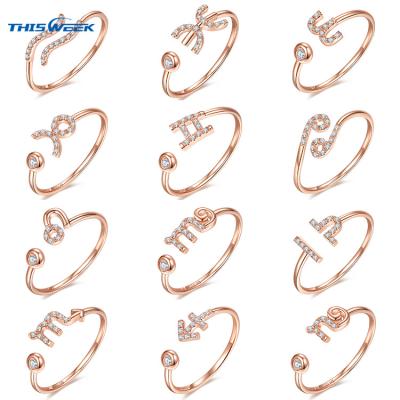 China New Wholesale Simplicity 18k Luxury Capricorn Pisces Rose Gold Plated Irregular Ring Jewelry For Women for sale