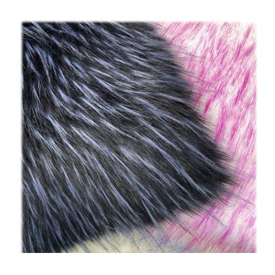 China 2800g Faux Raccoon Fur Auto Upholstery Fancy Colors Multi Plush Jacquard Long Tip-Dyed Fabric For Collar for sale