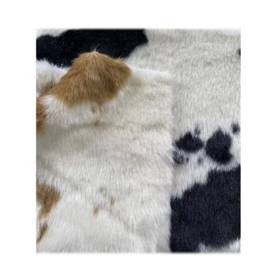 China Wholesale Acrylic Auto Upholstery OEM Jacquard Cattle Scare Pattern Fox Faux Mink Fur Fabric Double Colors Faux Animal Fur For Home Textile for sale