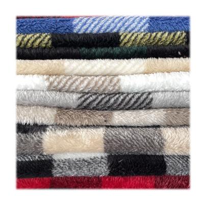 China Auto Upholstery Low Double Side Fleece Fabric Min Double Polyester Printed Sherpa Soft Comfortable Fluffy Plaid Velvet For Home Textile for sale