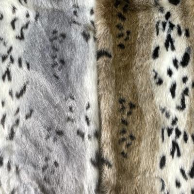 China Wholesale Auto Upholstery Leopard Printed Faux Fur Fabric Fox Fur Coat Double Colors Plush By Roll for sale