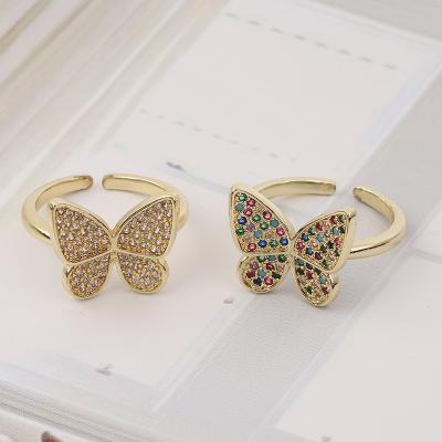 China Hot Selling Adjustable Butterfly FASHIONABLE Diamond Creative Ring Personality Jewelry Amazon Opening Jewelry for sale