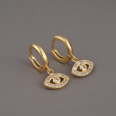 China 2021 New Arrivals FASHIONABLE Devil's Eye Earrings Zirconia Earring Personality Gold Plated Stud Earrings for sale