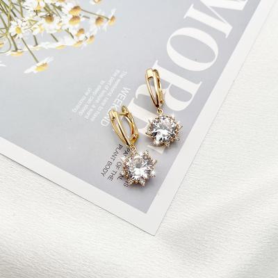 China Factory Direct Charm Wholesale Women's CZ Micro Sun Zircon Earrings TRENDY Drop Earrings For Party Wedding for sale