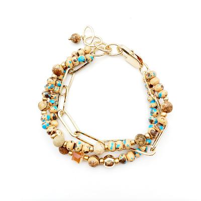 China New Environmentally Friendly Women's Retro Beaded Bracelet Bangles Set Gemstone Jewelry Female Handmade Bracelet for sale