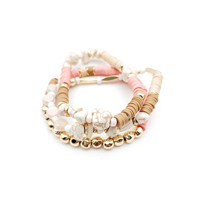 China FASHIONABLE Professional Adjustable Crystal Bead Bracelets Polymer Clay Maker Gold Bohemian Bead Bracelets Set For Women for sale