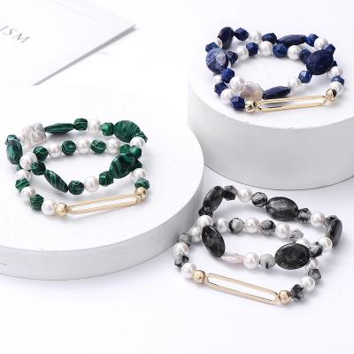 China 2022 new arrivals FASHIONABLE multicolor natural stone crystal bracelet bead custom baroque bracelet set for women jewelry for sale