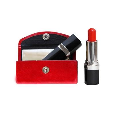 China Wholesale Custom ENGLAND STYLE logo lipstick storage case makeup cosmetic gift box leather lipstick case holder with mirror supplier for sale