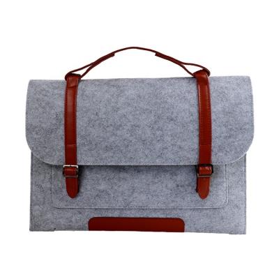 China OEM daily wholesale promotional wool felt laptop bag felt briefcase with handle laptop sleeve leather felt laptop bags factory for sale