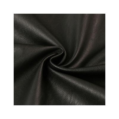 China New 250GSM 55 Inch 0.5MM Elastic PU Black Fashionable Leather With Coupling Fabric For Motorcycle Leather Jacket Skirt And Bondage Leather for sale