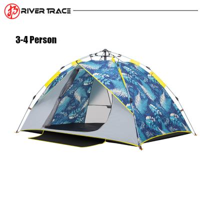 China Factory Wholesale Blue 3-4 Person High Grade Outdoor Camping Tent Diagonal Tying Type In Camping for sale