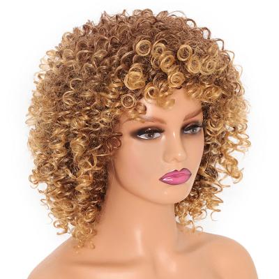 China Wholsale Kinky Curly Short Hair Afro Kinky Curly Synthetic Wig For Black Women for sale