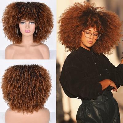 China Wholesale Supplier Curly Curly With Big Bangs Hair Short Straight Wigs For Color Women Curly Headband Wig For Sale Curly Natural Afro Wigs for sale