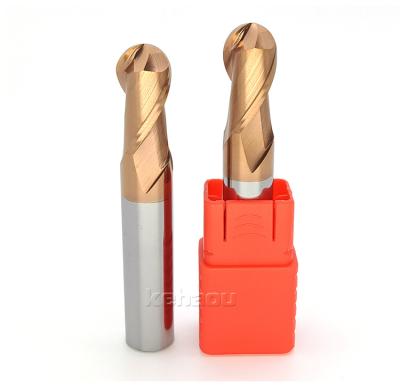 China CNC process HRC55 ball nose end mill for double edge design with high hardness and good wear resistance for sale