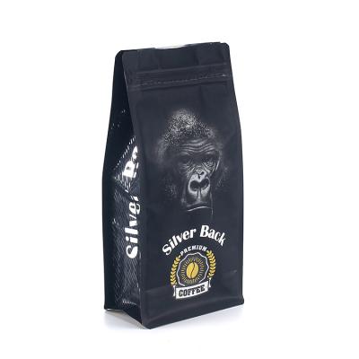 China Disposable Custom Aluminum Side Zipper Pouch Coffee Packaging Paper Flat Bottom Printing Packaging Bags With Valve For Coffee Bean Tea for sale