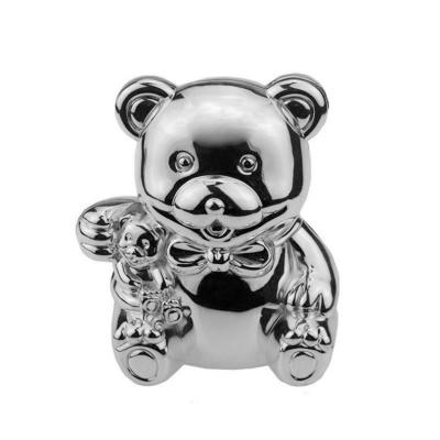 China Simple Wholesale Creative Saving Alcancias Baby Teddy Bear Piggy Banks Wedding Gift Metal Money Boxes for Kids for sale