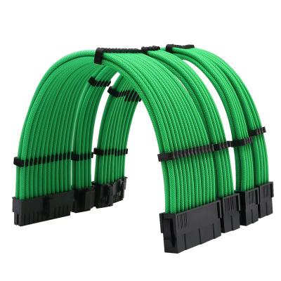 China Safety Arc Extension Cable Kits ATX 24pin*1 4+4Pin EPS*1 PCIE 8pin*1 Power Supply Extension Cable PCIE*2 Sheathed Green (6pin 2pin) for sale