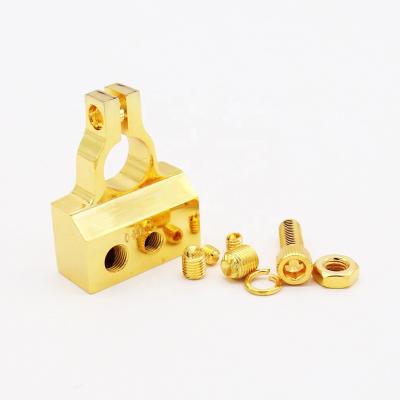 China Automobile / Boat / Cars Battery Terminals Connectors Car Battery Clamp Pure Copper Gold Plated for sale