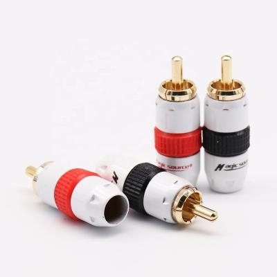 China audio & Video 4 Pcs RCA Connector For Speaker Wire 24K Gold Plated Pure Copper Paint Shell Requires RCA Plugs With Rubber Sleeve for sale