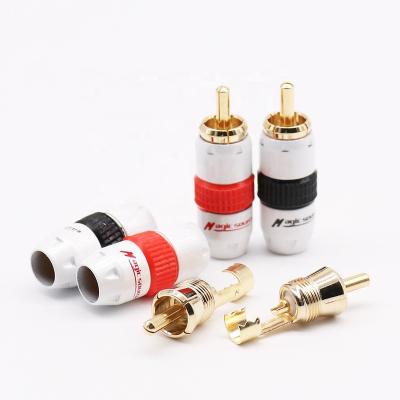 China audio & Video 4 PCS RCA Male Plug Adapter Speaker High Fidelity Plug, Pure Copper Gold Plated With Rubber Sleeve for sale