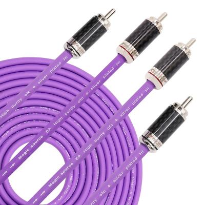 China Car 3M/9.8 Feet RCA Audio OFC Cable With Silver Plated Core 2RCA Male To Male 2RCA Carbon Solder Copper Plug For Audio for sale