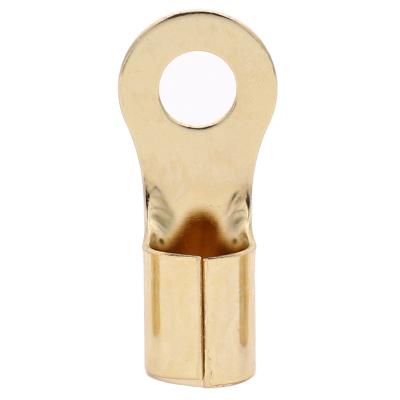 China Automotive/Boat/Cars 1/0 Gauge Ring Terminal Copper Gold Plated Crimp Ring Terminals with Soft Boots Gold Wire Connectors Kit for sale