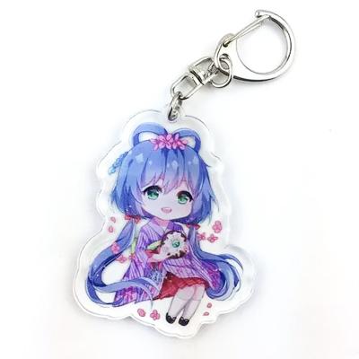 China Customized Acrylic Transparent Holographic Key Chain Plastic No MOQ Anime Photo Cartoon Key Chain for sale