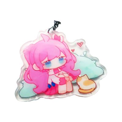 China Plastic Custom Holographic Acrylic Charm Glitter Hologram Anime Key Chain for sale