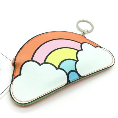 China Fashion Custom PU Leather Mini Card Holder Korea Designer Coin Pocket Fashion Women Rainbow Coin Purse for sale