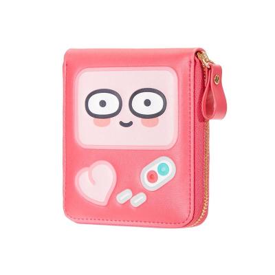 China 2020 Fashion Korea Custom Women Small Wallet Pocket With Key Chain PU Girls Card Holder Leather Coin Purse for sale