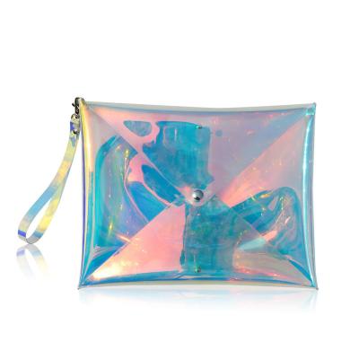 China 2020 China Factory Daily Life Holographic Clear Logo Evening Purse Women Small Custom PVC Ladies Wrap Clutch Bag for sale