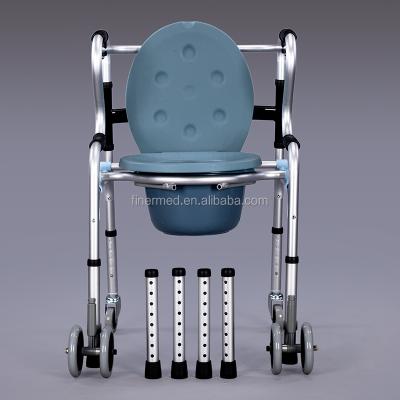 China Aluminum Foldable Commode Chair With Walking Frame for sale