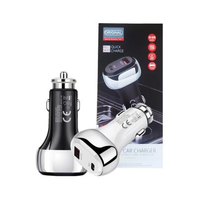 China 2021 New Arrival 38w 2in1 Mobile Phone Car Adapter Palladium 2port USB C +QC3.0 Palladium Fast Fast Car Charger for sale