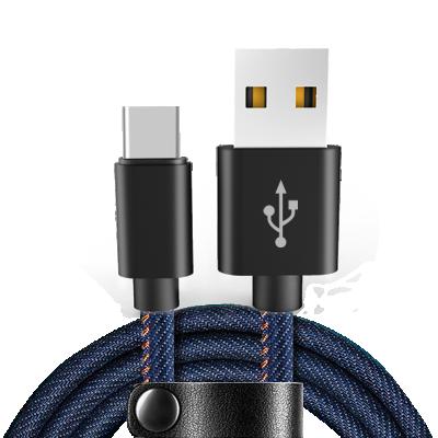 China MP3/MP4 Player Factory Direct Cloth Denim Micro Usb Type C Fast Charging Data Cable For Mobile Phone for sale