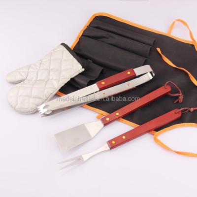 China Easily Cleaned Low Price Barbecue Grill Set Promotional Apron 7pc Barbecue Tools for sale