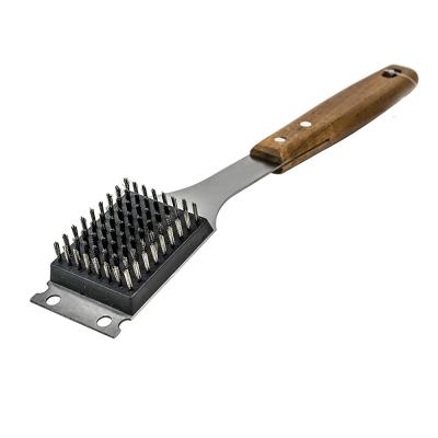 China New Design Acacia Wood Handle Easily Cleaned Grill Cleaning Brush For Grill Cleaning for sale