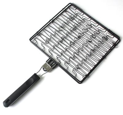 China Easily cleaned portable non-stick BBQ grilling basket for fish, vegetables, shrimp, meat and other food with removable handle for sale