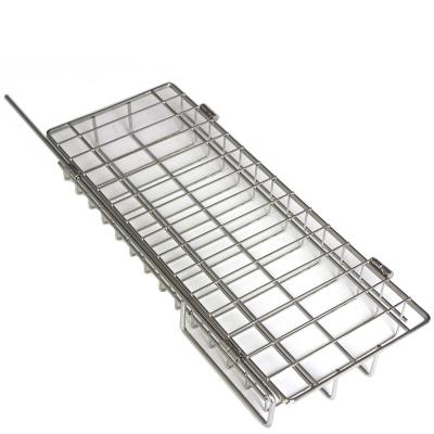 China Dustproof Stainless Steel Grill Rotisserie Spit Rod Basket Tumble Flat BBQ Basket for All BBQ Grill Cooking for sale