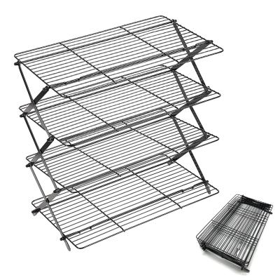 China 4-Tier Viable Folding Cooling Baking Rack, Non Stick Rack for Roasting Cookies Cake Baking for sale