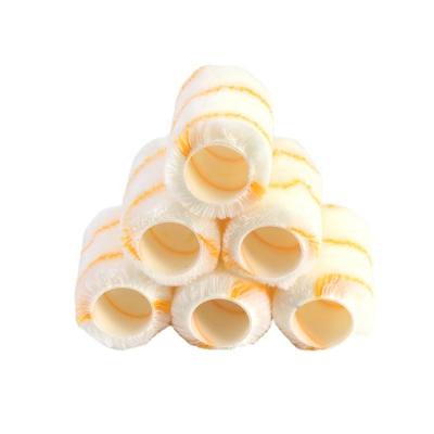 China Cheap Custom POLYESTER Mini Wall Roller Yellow and White Stripes Paint Roller Brush Handle Tool for sale