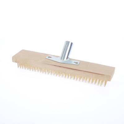 China Easily Cleaned Most Popular Wear Resistant Floor Brush Long Handle Copper Plated Steel Wire Floor Brush for sale