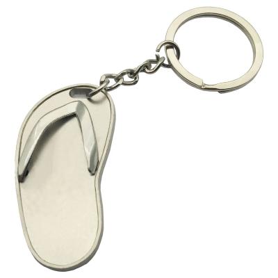 China Custom Promotional Metal Simulated Slipper Key Holder Laser Logo Europe Mini Gifts Flip Flop Key Chain for sale