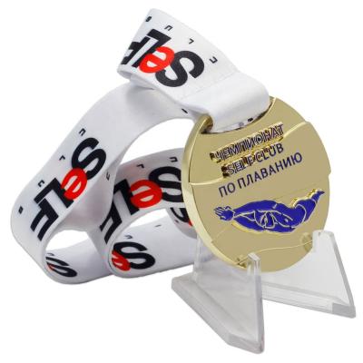 China Eco-Friendly Custom Gold Europe Self Club Metal Swimming Medal For Sporting Events Trophy Holder for sale